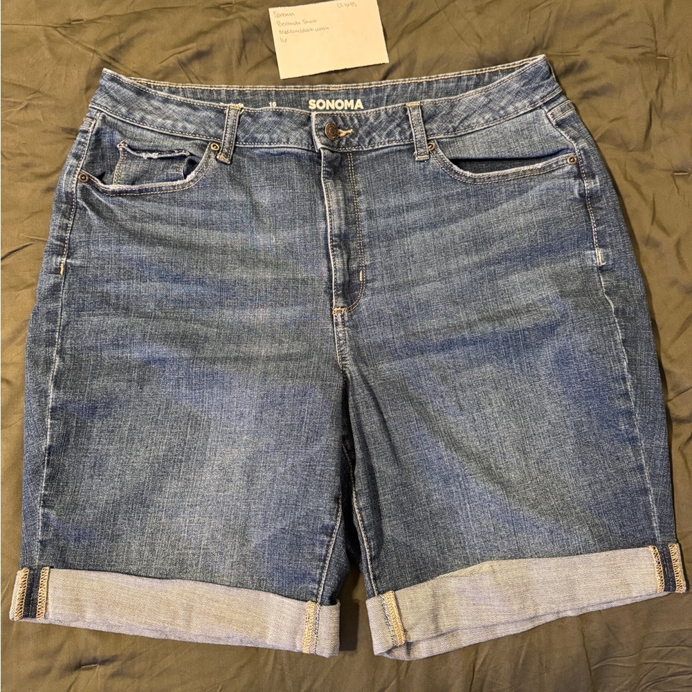 Sonoma Blue Jean Shorts with Rolled Hems and Relaxed Fit